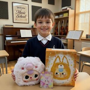 Adorable Plush Action Figure Set - Pink and White